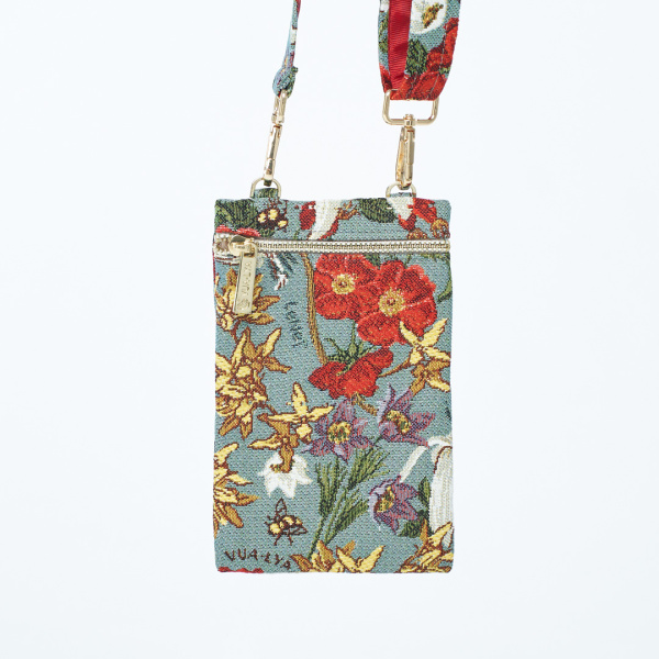 Сумка для телефона «Lenel x VUA-LYA» " Цветы России" на текстильном ремне